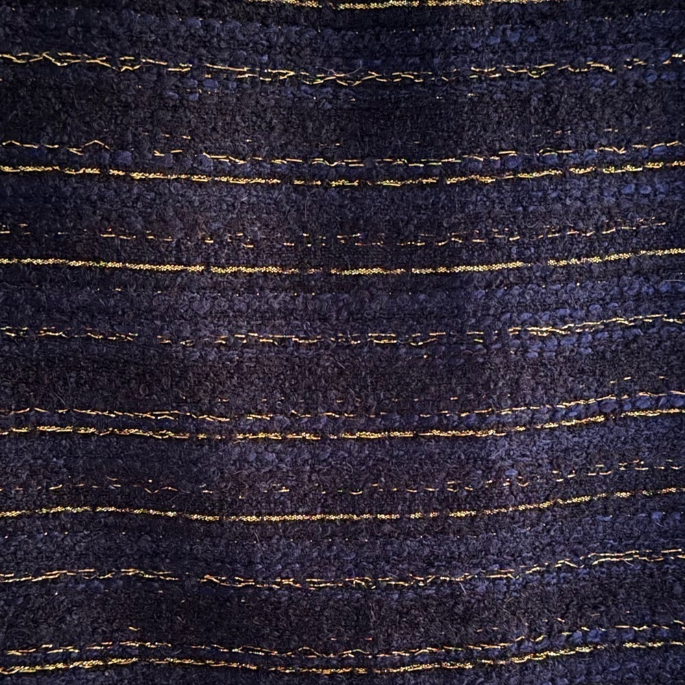 LOFT Dark Blue Textured A-line Mini Skirt with Metallic Gold Threading Size 2 - Picture 2 of 3